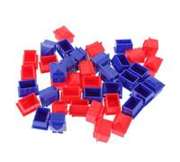 HOOTNEE Pièces De Jeu De Remplacement Maison Et Hôtel De Jeux De Société pour Joueurs, Taille Petite, Plastique Coloré Bleu Et Rouge, Jeu De Stratégie Familial, Accessoires De Plateau 40 Pièces