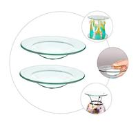 HOOTNEE Plateaux Chauffe-Cire en Verre Transparent 120 Mm, Lot De 2, Plat De Remplacement pour Chauffe-Cire, Plat à Huile Essentielle pour Lampe D'aromathérapie, Usage Bougie Et Diffuseur