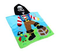 HOOTNEE Poncho de Bain Garçon Fille Coton Absorbant à Capuche Motif Pirate Captain Serviette Douce et Respirante pour Garçon et Fille Peignoir Épais pour Sortie Bain et Plage