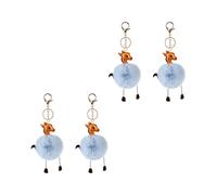 HOOTNEE Porte-clés Girafe Pendentif Lot de 4 en Pu Pompon , Accessoire Porte-clés Créatif et Décoratif Bleu pour Paquet ou D'anniversaire