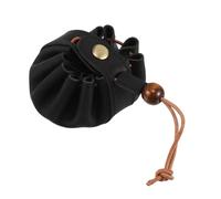 HOOTNEE Porte-Monnaie Cuir à Cordon Vintage Femme, Paquet à Main Miniature en Cuir Rustique, Pochette Polyvalente Noire, Rangement Pièces et Petits Accessoires, Taille Compacte pour Paquet à Main