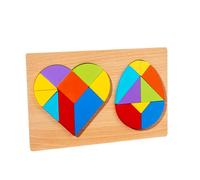 HOOTNEE Puzzle Tangram en Bois Coloré 1set Cœur et Œuf, Jeu Éducatif D’Association de Formes pour Tout-Petits, Développement Cognitif et Motricité Fine, D’éveil Montessori