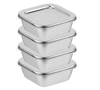 HOOTNEE Récipient de conservation des aliments en acier inoxydable 4 Pièces, Couvercles Étanches, Boîtes de Test de Sécurité Alimentaire, Capacité 300ml, pour Cafétéria Scolaire et