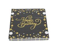 HOOTNEE Serviettes de Fête Anniversaire 2 Couches Points Dorés, Pack de 5 pour Décoration de Table et Accessoires de Fête Joyeux Anniversaire
