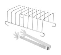 HOOTNEE Support à Brochettes et Grille Acier Inoxydable pour Friteuse à Air, Design Multifonctionnel Compact, Accessoire la Cuisine Maison Argenté, 1 Set