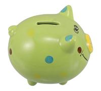 HOOTNEE Tirelire en Céramique pour Garçon et Filles Boîte à Monnaie Mignonne de Cochon Couleur Jaune-Vert 1 Pièce Présent Anniversaire et Apprentissage de L’Épargne pour Filles et