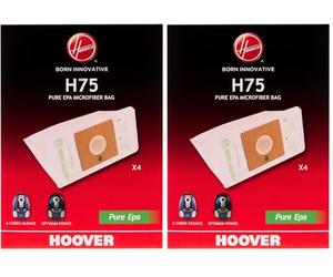 HOOVER H75 Sacs pour Aspirateurs Hoover - Compatibles avec les Aspirateurs Thunder Space, A Cube Silence et Optimum Power- Sacs d'Origine - en Microfibre - Pure EPA - Anti-Odeur - Lot de 8 Pièces