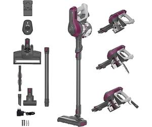 Hoover HF110P, Aspirateur Balai sans Fil Multifonction,Puissance 22V,Autonomie 30min,Mode Continu, Grande Capacité 0,9L, Electrobrosse LED,Position Park&GO, Brosse Multi Surfaces + Suceur Plat