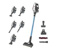 Hoover HF322TP Aspirateur Balai sans Fil Multi-Fonctions, Puissant, Grande Autonomie, Double éclairage LED, Brosse Anti-emmêlement, Mini Turbobrosse Spéciale Animaux, Charge Rapide, Gris Bleu Skyfall