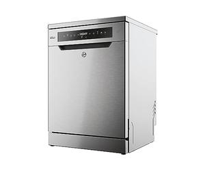 Hoover Lave-vaisselle HF 6B4S1PX, 16 couverts, utilisation intelligente avec technologie Wi-Fi et Bluetooth, tiroir à couverts, tuyau Aquastop, argenté