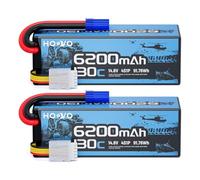 HOOVO 4S LIPO Batterie 14,8 V 6200 mAh 130C Coque rigide avec prise EC5 Batterie rechargeable 2 pièces pour Monster Trucks 1/8 et grand 1/10 modèles de compétition SCT RC bateau avion hélicoptère