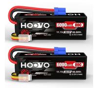 HOOVO Batterie RC 3S Lipo Batterie 11,1 V 6000 mAh 80 C Batterie avec connecteur EC5 pour véhicules RC à échelle 1/8 1/10, Voiture, Camion, Bateau (2 Paquets)