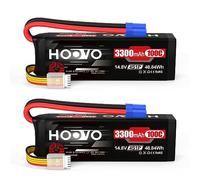 HOOVO Lot de 2 batteries Lipo 4S 14,8 V 3300 mAh 100 C RC avec prise EC5 pour voiture, buggy, hélicoptère, avion, bateau, quadricoptère, Slash VXL Hobby