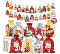 HOOWA Calendrier de L'avent a Remplir, 2024 Kit Calendrier de L'avent Vide à Remplir, 24 Calendrier Avent Tissu Reutilisable, Pochette Calendrier de L'avent à Remplir Soit Même Pour Enfant Femme Homme