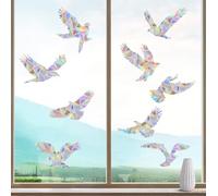 HOOWA Suncatcher Stickers Fenetre, 9PCS Stickers Anti Collision Oiseaux Grand 27-31cm, Prisme Stickers Fenetre Electrostatique PVC Autocollants Décoratifs Translucides pour Portes et Fenêtres