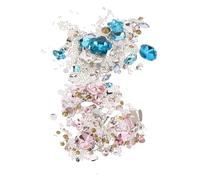 HOOWIFFY 2 ensembles Set de pour Ongles DIY Résine Plat Flatback Décorations Manucure Brillantes Formes Cœur Rectangle Couleurs Rose et Bleu Lac pour Femmes et Filles