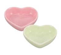 HOOWIFFY 2 Pièces Bol en Céramique en Forme de Cœur pour Gerbilles et Petits Mammifères Design Anti-Renversement et Facile à Nettoyer, Accessoire pour Cage d'animaux