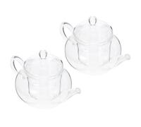 HOOWIFFY 2pcs Théière en Verre Épais avec Infuseur Amovible 250ml Poignée Ergonomique Confortable pour Thé en Vrac Temps de Loisir et Bureau