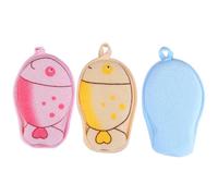 HOOWIFFY 3 Pièces Éponge de Bain pour Bébé Forme Animal de Dessin Animé en Coton et Polyester, Douce Peau, Produit une Mousse Riche, Bain des Garçon et Filles