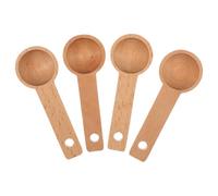 HOOWIFFY 4 pièces Cuillères Bois Lot pour Café et Thé Petites Cuillères à Mesurer Hêtre pour Poudre de Lait Café Moulu Épices et Cuisine Polyvalente