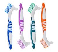 HOOWIFFY 4pcs Brosses à Prothèses Dentaires Double Face Poils Multicouches, Manche Large, Nettoyant pour Faux Dentier, Prévention des Dommages, pour Porteurs de Prothèses
