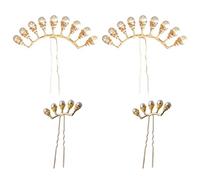 HOOWIFFY 4pcs Épingles à Cheveux Rétro en Alliage Or Perles, Style Chinois Délicat, Facile à Retirer, Ne Coince Pas les Cheveux, pour Fêtes et Coiffures Élégantes