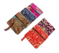 HOOWIFFY 5pcs Pochette à Cordon en Tissu Brocart pour Rangement et Présents, Design Délicat Motif, pour Fête ou Vie Quotidienne Plusieurs styles