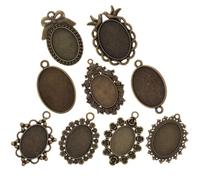 HOOWIFFY 9 Pièces Bases de Pendentif en Alliage Plateaux Vierges, Supports Médaillons pour Bijoux Camée, Tailles pour Fabrication Diy, Adapté aux Créateurs de Bijoux Style Plusieurs styles