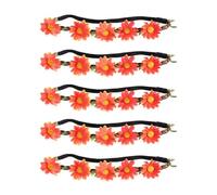 HOOWIFFY Bandeaux à Fleurs Hawaïens Faits Main en Cuir Orange Lot de 5 Style Bohème Couronne de Tournesol Adaptés la Plupart des Têtes pour Fête Autour du Feu