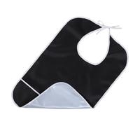 HOOWIFFY Bavoir Imperméable pour Adultes Réutilisable et Lavable en Tissu Noir, Protection des Vêtements pour Repas Indépendants ou Assistés