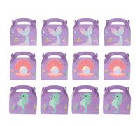HOOWIFFY Boîtes à Bonbons Sirène 12 Pcs en Carton Poignée Thème Fête Anniversaire sous-Marin Coffrets Présents Sirène pour Friandises Décorations Mer et Coquillages