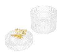 HOOWIFFY Bonbonnière en Verre à Surface Embossée pour Rangement de Bijoux et Décoration de Bureau, Style Simple, Protection la Poussière, pour Affichage et Stockage