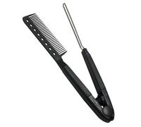 HOOWIFFY Brosse Lissante de V Noire Compacte pour Cheveux Bouclés et Lissage Outil de Coiffure Professionnel Solide Peigne Lisseur Pratique pour Brushing et Coiffage Quotidien