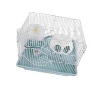 HOOWIFFY Cage à Hamsters Double Étage en Plastique et Métal avec Roue d'exercice et Plateformes d'escalade, Structure Résistante aux Morsures pour Petits Animaux