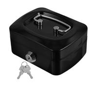 HOOWIFFY Caisse à Monnaie Ronde Noire Petite Taille avec Serrure à Clé Coffre-Fort Portable en Fer et Plastique Boîte à Monnaie Sécurisée pour Maison et Bureau Tirelire Verrouillable