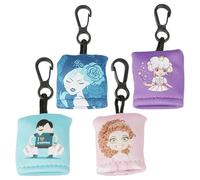 HOOWIFFY Chiffons de Nettoyage pour Lentilles et Écrans Lot de 4 Chiffons Microfibre Imprimés Petit Garçon Petite Sorcière Petite Princesse Accessoire Porte-clés Pratique pour Lunettes