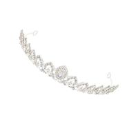 HOOWIFFY Couronne de Mariée Coiffe Élégante et Confortable en Alliage Argenté Design Délicat sans Abîmer Cheveux ni Peau pour Mariage et Célébrations