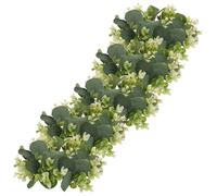 HOOWIFFY Couronne Eucalyptus Artificielle en Tissu Vert 5pcs pour Porte-Bougies, Décoration Réaliste et Raffinée, pour Réunions Familiales et Mariages Printemps-été
