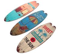 HOOWIFFY Décoration Murale Planche de Surf en Bois 3pcs, Plaque Décorative Élégante et Résistante la Déformation pour Bar et Intérieur