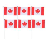 HOOWIFFY Drapeaux Canadiens à Main Lavables et Résistants Décoloration 20pcs en Polyester et Plastique Décoration de Bureau et Salle de Classe