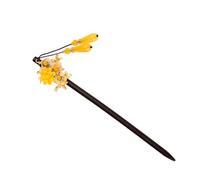 HOOWIFFY Épingle à Cheveux Vintage Jaune 170 Fourchette Traditionnelle Pompon Accessoire Coiffure des Coutumes Anciennes pour Fêtes et Cérémonies Baguette à Cheveux en Matériau Solide