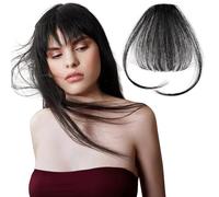 HOOWIFFY Extension de Cheveux en Fibre Haute Température Résistante à la Chaleur Noir à Clipser Effet Mat, Frange Amovible Usage Quotidien