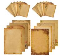 HOOWIFFY Feuilles de Papier à Lettres en Papier Kraft Décoratif Vintage Lot de 24 et Écriture Lisse et Pratique pour Invitation Cartes de Voeux pour Laisser des Messages