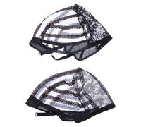 HOOWIFFY Filets à Perruques en Dentelle Noirs, Bonnet Élastique 4pcs pour Cheveux Longs et Courts, Accessoires Coiffure Résistants la Déformation, pour Coiffure