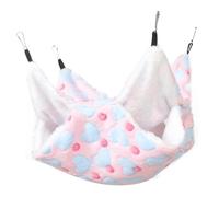 HOOWIFFY Hamac Suspendu Double Couche Lit Chaud et Sûr en Peluche Rose pour Petits Animaux Facile à Installer pour Cochon d'Inde et Autres Petits Animaux en Cage