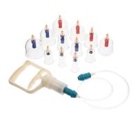 HOOWIFFY Kit de 12 Ventouses à Vide Transparentes pour Thérapie par Ventouses, Pompe Manuelle pour Massage Corporel et Drainage Minceur, Outil Professionnel Adapté à Usage Domestique