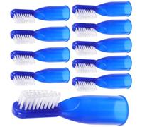 HOOWIFFY Lot de 10 Brosses à Dents pour Doigt Jetables, Poils Souples, Plastique Léger Bleu, Mini Brosses à Dents Compactes pour Prisons, Hôpitaux et Voyages, Outils Efficaces de Nettoyage