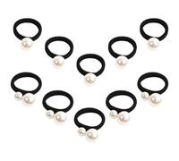 HOOWIFFY Lot de 10 Élastiques à Cheveux Perlés, Grosse Élasticité, sans Couture, avec 5 Grosses Perles et 5 Petites Perles, Accessoires Décoratifs pour Queue de Cheval, pour Femmes