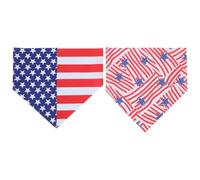 HOOWIFFY Lot de 2 Bandanas pour Chiens aux Couleurs des États- : Bandana pour Chien - Bavoir-écharpe Patriotique pour Chat - Accessoire Photo en Polyester pour Petit Chiot Lors de Ses Repas à la