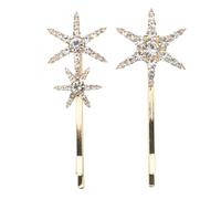HOOWIFFY Lot de 2 Barrettes à Cheveux Femme Étoile en Strass Doré Petites Pinces Brillantes pour Coiffures Élégantes et Occasions Festives Accessoires Cheveux et Féminins